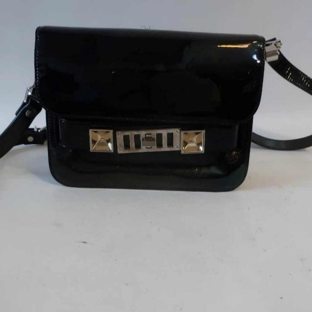 Authentic Proenza Schouler PS11 Black Holographic Patent Leather Shoulder Bag - Picture 6 of 16